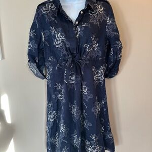 Gap Dresses| Gap Maternity Navy Floral Tie-Waist Shirt Dress | Color: Blue/White